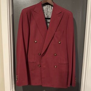 Trunk Club Custom Burgundy Double-Breasted Suit – Luxury Bespoke – Gently Used